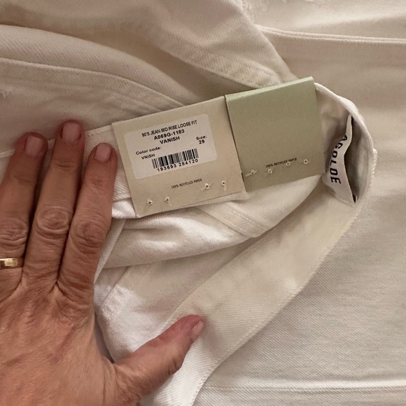 NWT Agolde 90's Jean Mid Rise Loose fit white distressed size 29 - Picture 10 of 11